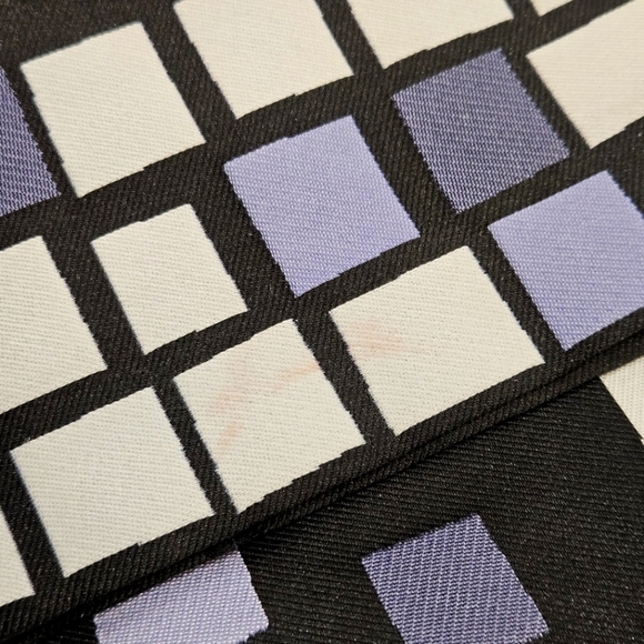 ST JOHN Purple & Black Geometric Print Sleeveless Sheath Dress Pockets Size 8 - Picture 4 of 6